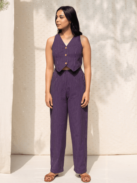 Alora Purple Stripes Pant Set - Notch Above