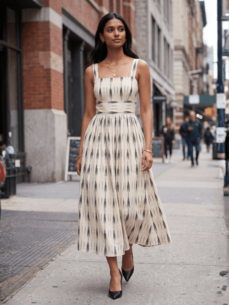 Camile Handwoven Ikat Midi Dress - Notch Above