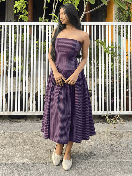 Audrey Purple Stripes Tube Dress - Notch Above