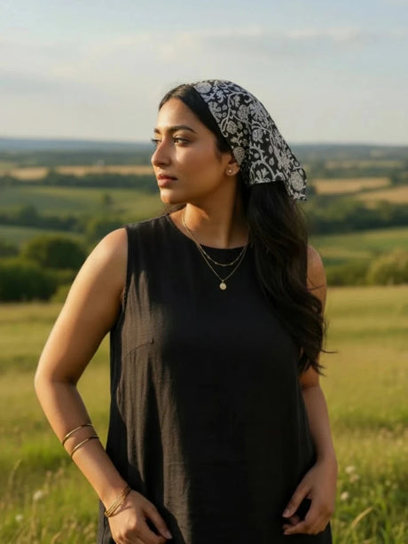 Black Block Printed Bandana - Notch Above