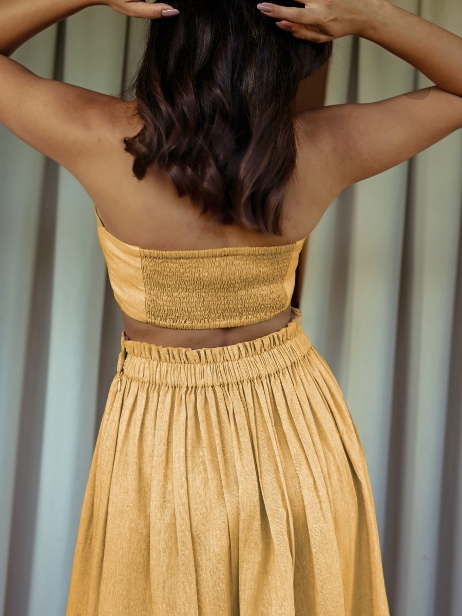 ollun tweeted bustier & flare skirt set（Celeste Skirt Set）