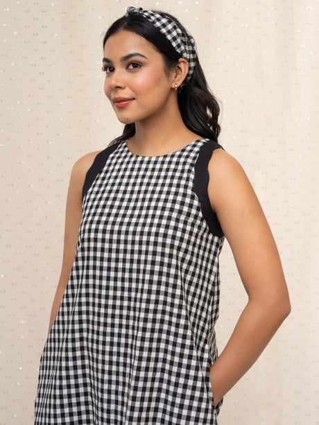 Elle Gingham Cotton A-Line Dress - Notch Above