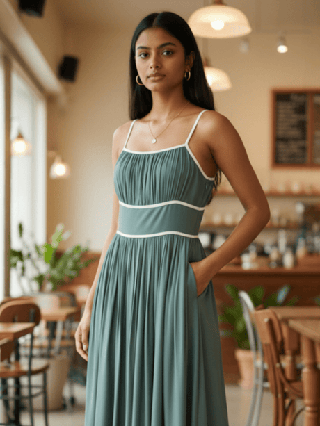 Clover Contrast Piping Midi Dress - Notch Above