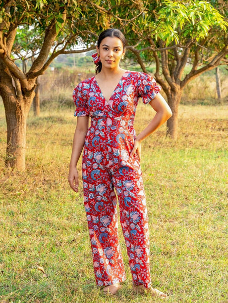Willa Floral Printed Cotton Jumpsuit - Notch Above